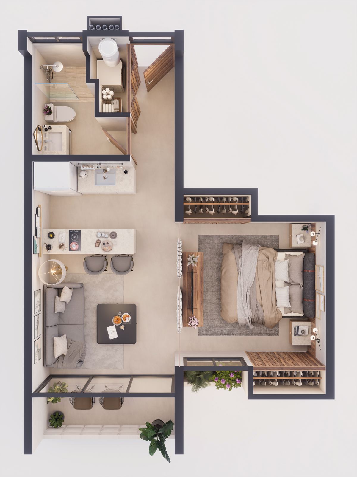 Plano de Studio en Departamentos en Venta Residencial Attha Cancún
