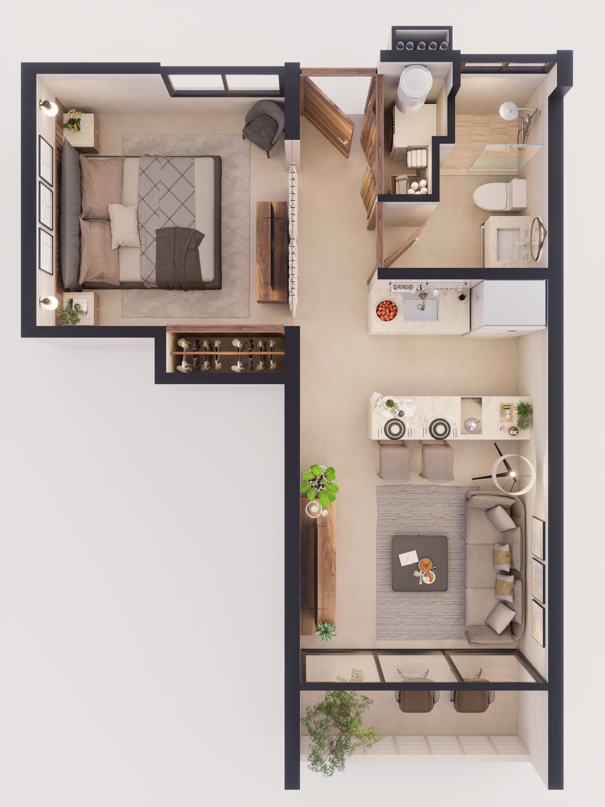 Plano de Studio en Departamentos en Venta Residencial Attha Cancún