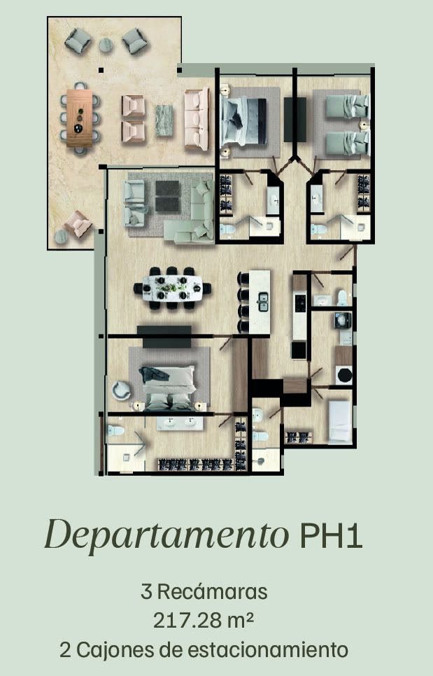Plano de Penthouse PH1 en Hodela Apartments