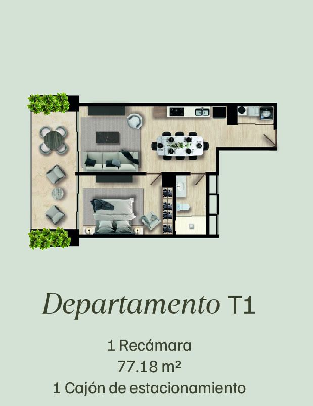 Plano de Departamento T1 en Hodela Apartments